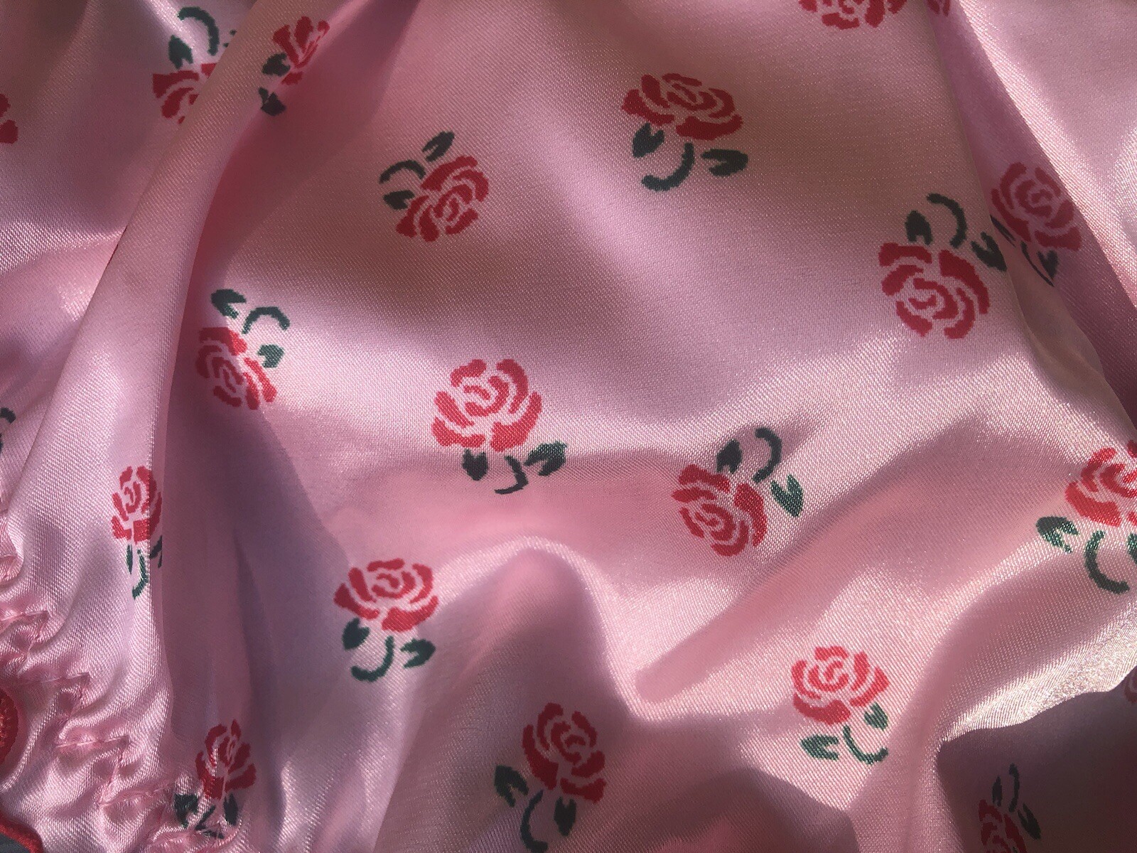 rosy PINK shiny SATIN floral PANTIES – size XL – Frilly Feminine Bows