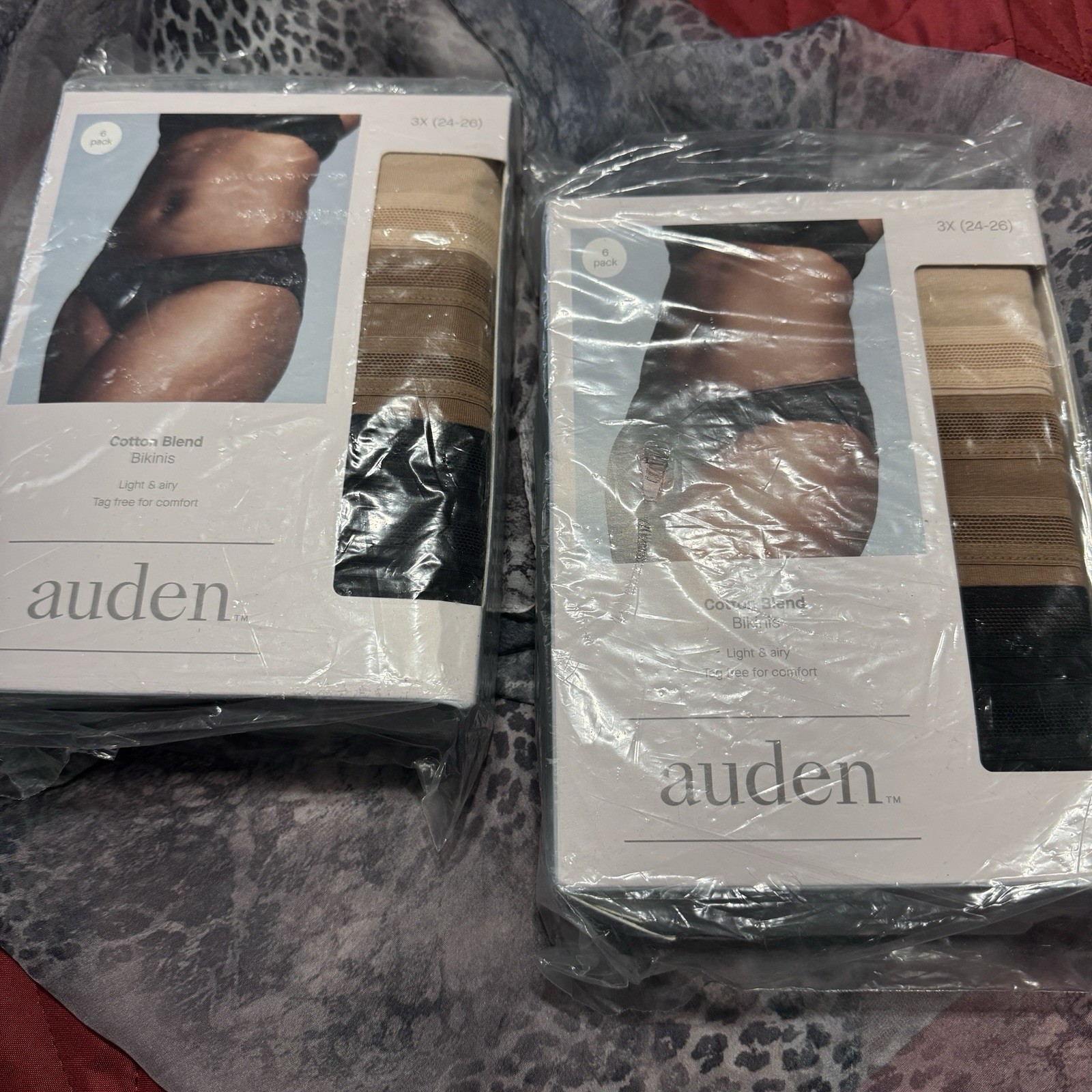 2 Auden 6pk Bikini Underwear Womens Plus Size 3X Cotton-Blend Elastic-Waist