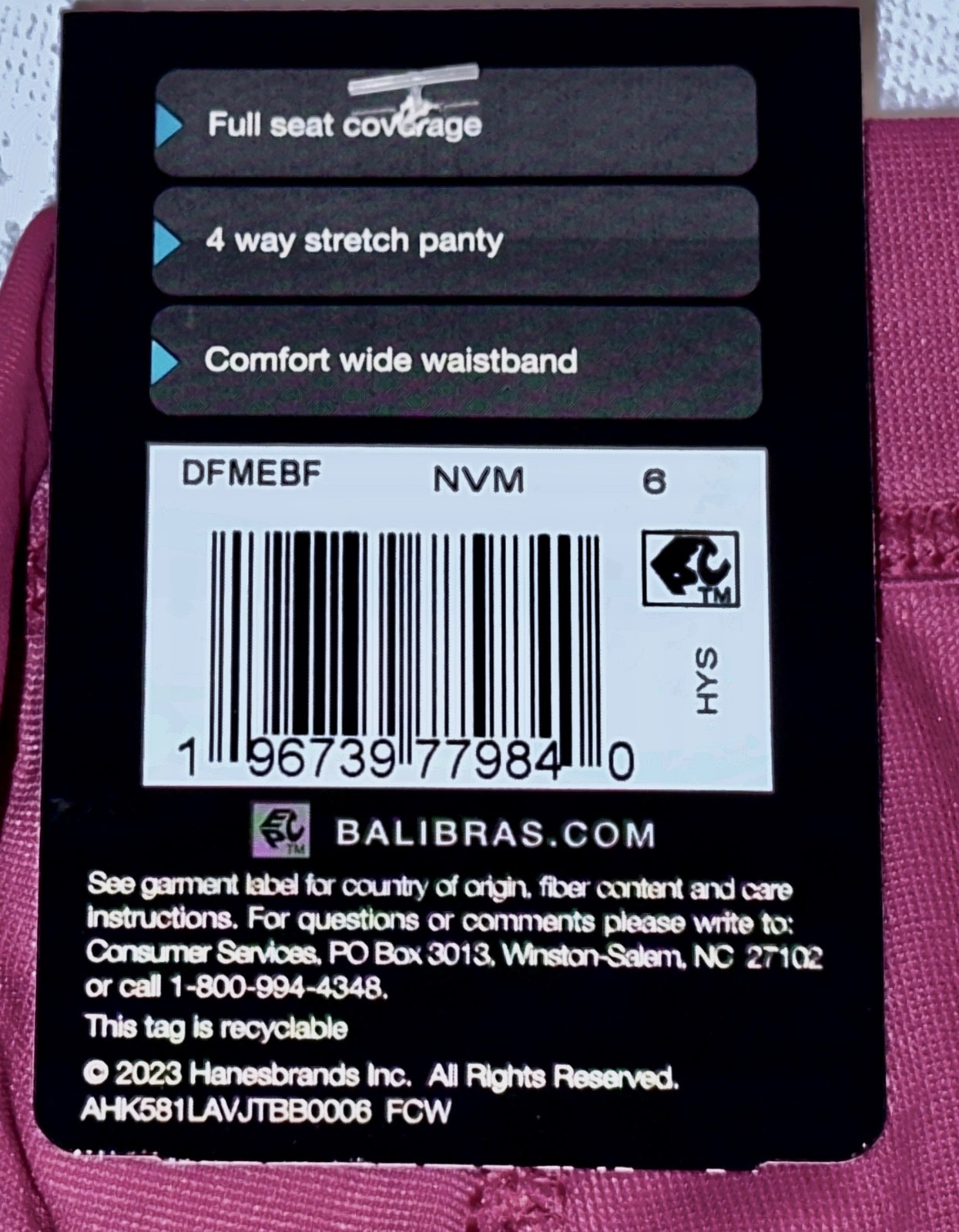 BALI One Smooth U Second Skin Micro Deep Cerise Pink Brief Panty Womens XL 2XL