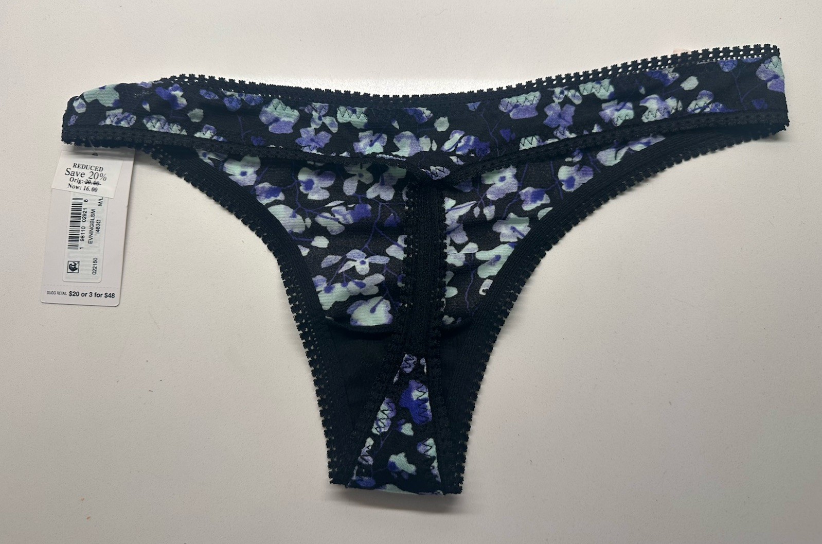 NEW On Gossamer Womens Printed Mesh Thong Size Medium/Large M/L NWT