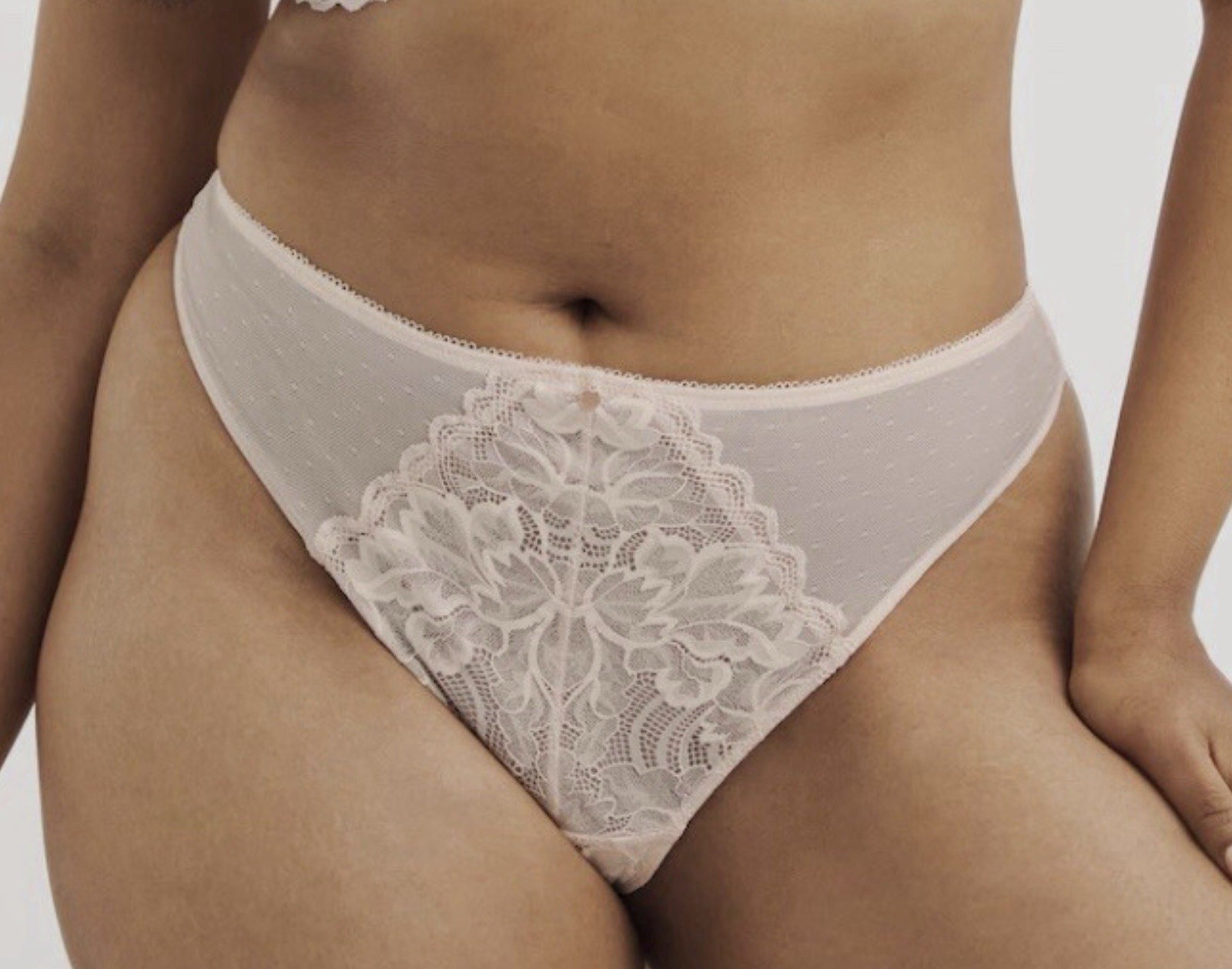Figleaves Isla Blush Mesh Lace Thong