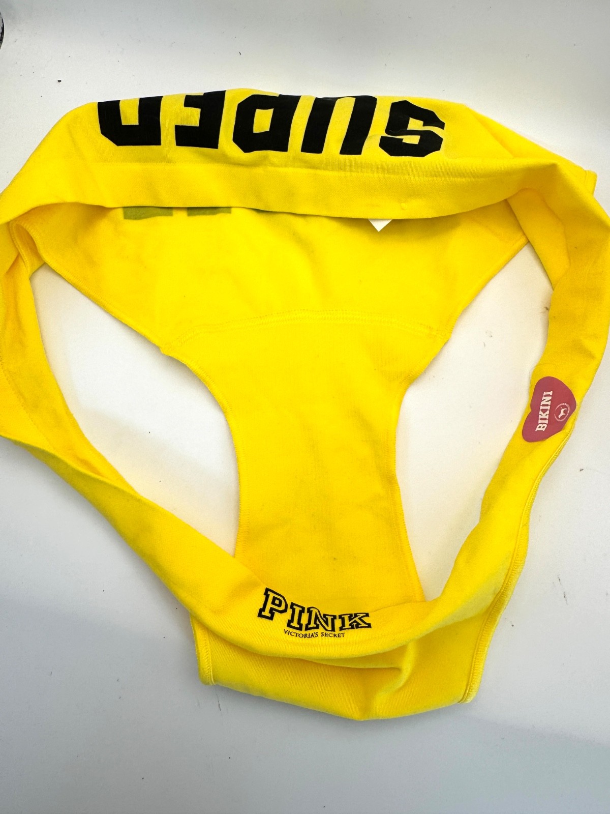 NWT 2009 Y2K VS PINK Supermodel Low Rise Skinny Side Bikini Panty Yellow sz L