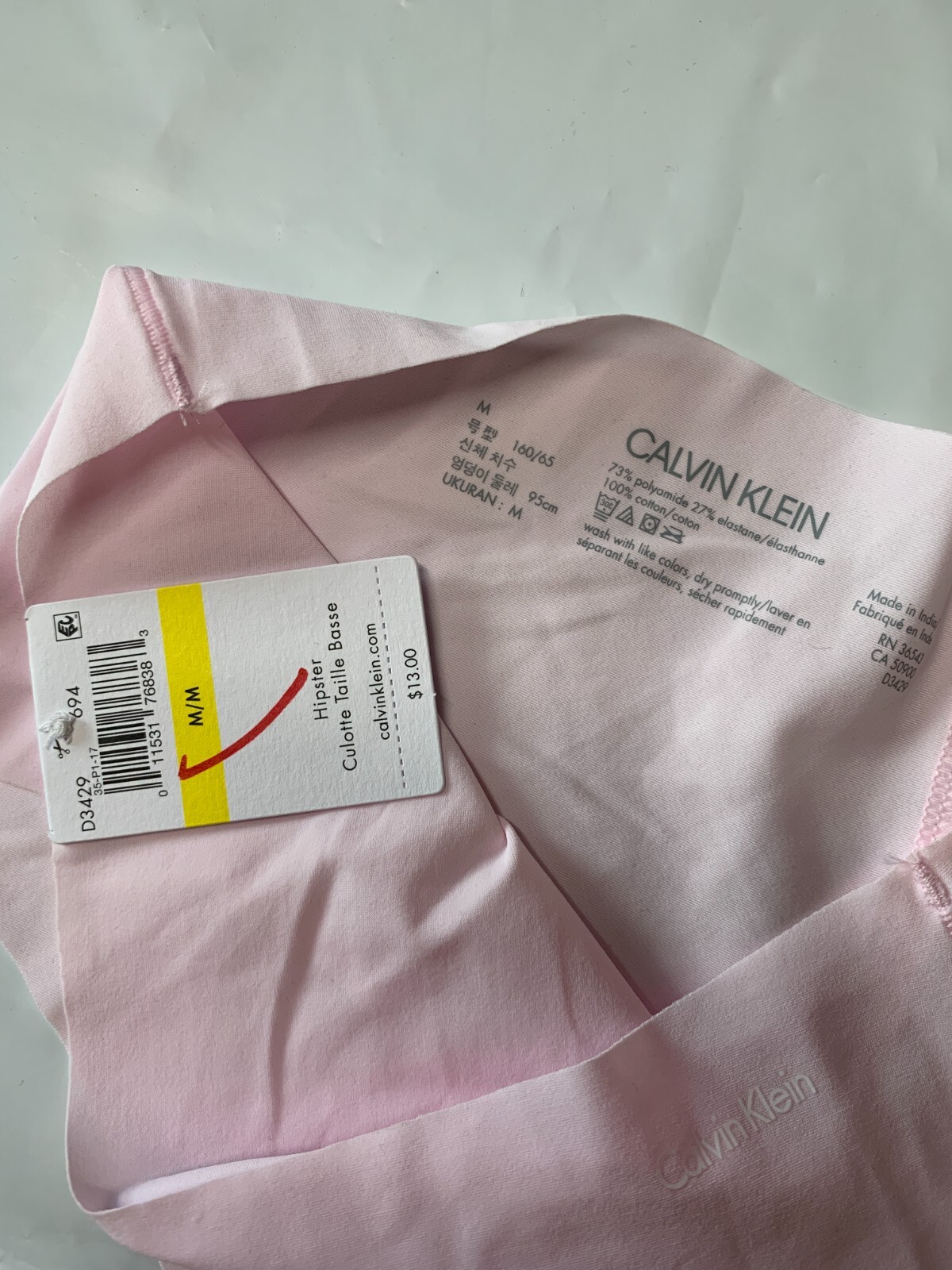 Calvin Klein Invisibles Hipster D3429 S, M, MSRP $12 – $15 NWT