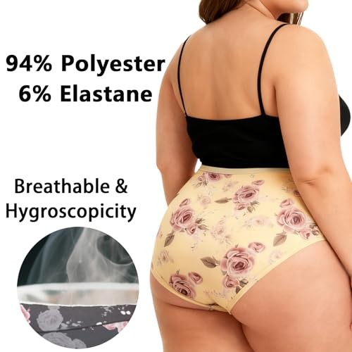 4 Pack Womens Plus Size Floral Underwear Panties 4X-Large Rose Panties 4pack