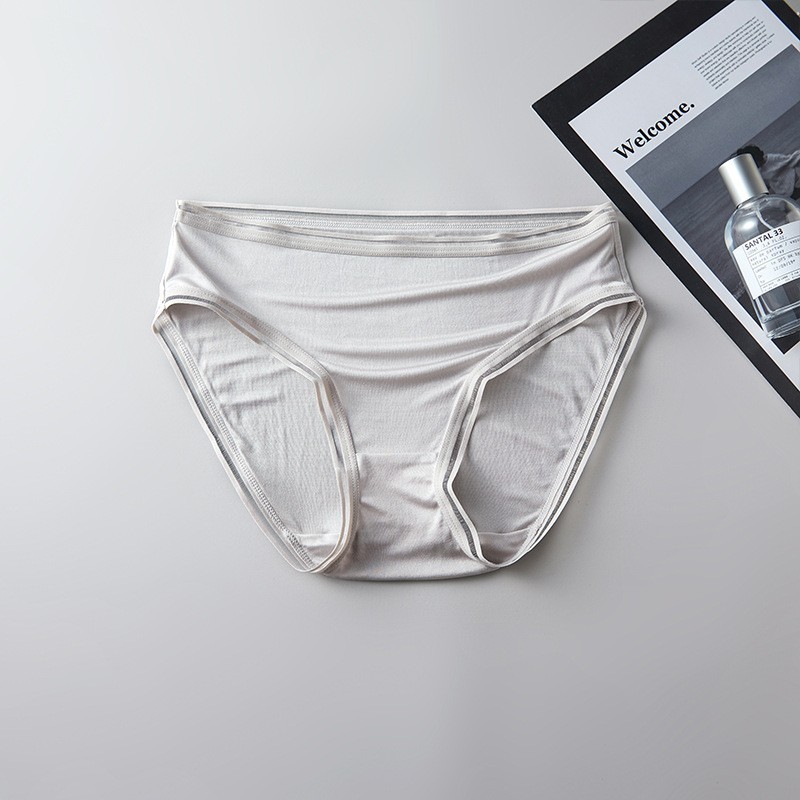 Luxury Double-faced Silk Knit Women’s Underwear 100% Mulberry Silk Briefs Solid@