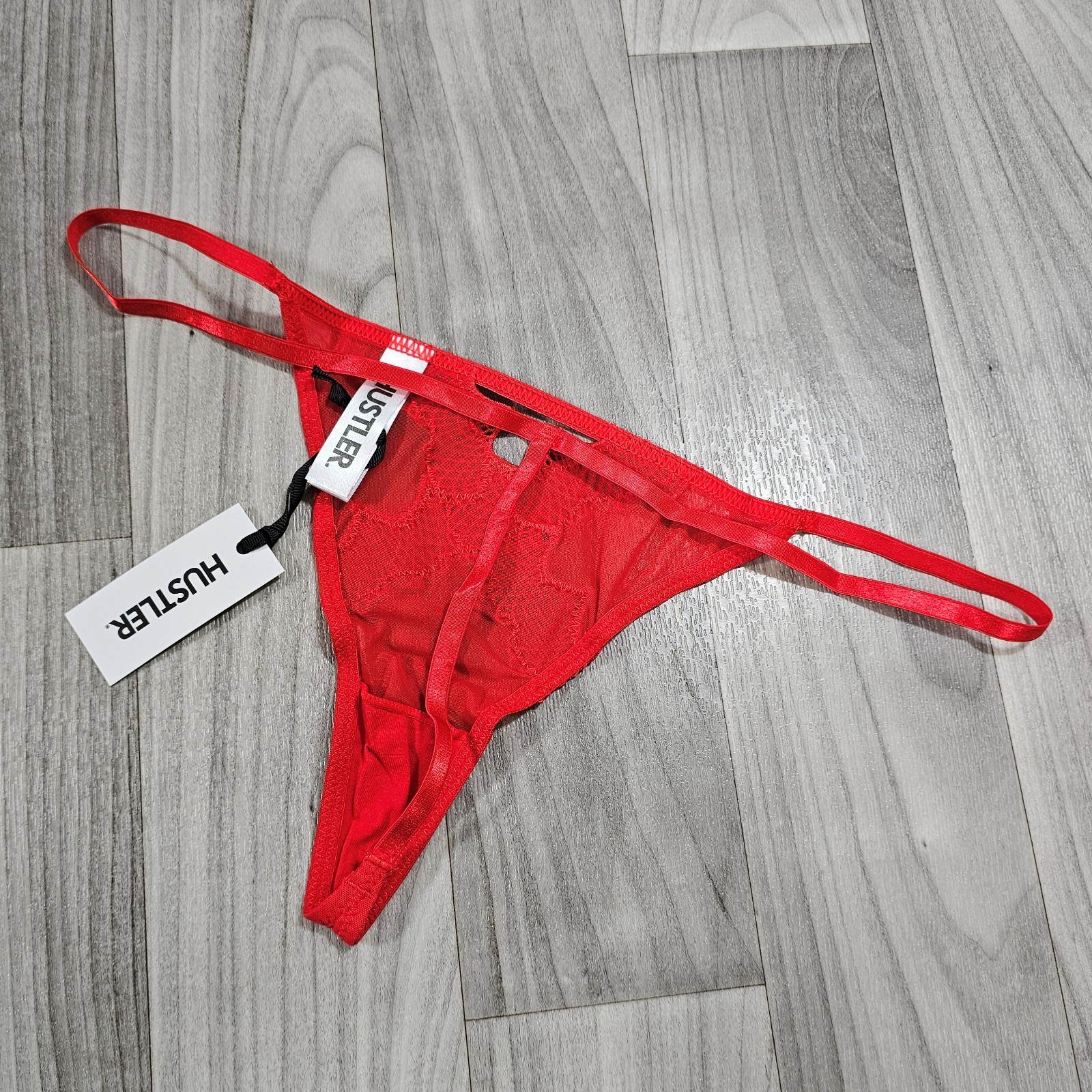 Hustler Grace Red Mesh and Lace Thong Panty, Size US 8