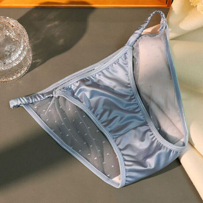 5 Pack Lot Womens Satin Panties String Bikinis Sheer See Through Brief Underwear