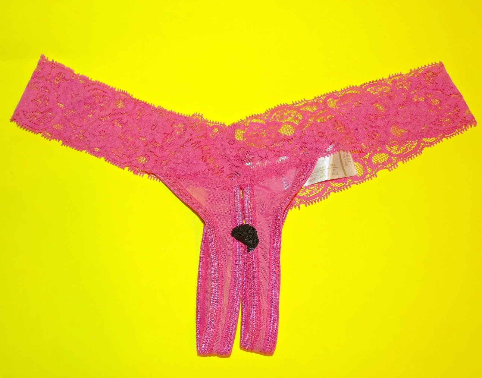 NWT Baci Lingerie CROTCHLESS LACE THONG, S,M,L, Pink