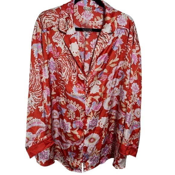 Free People Intimately Free People Dreamy Days Pajama Top Button Up Top XL NWOT
