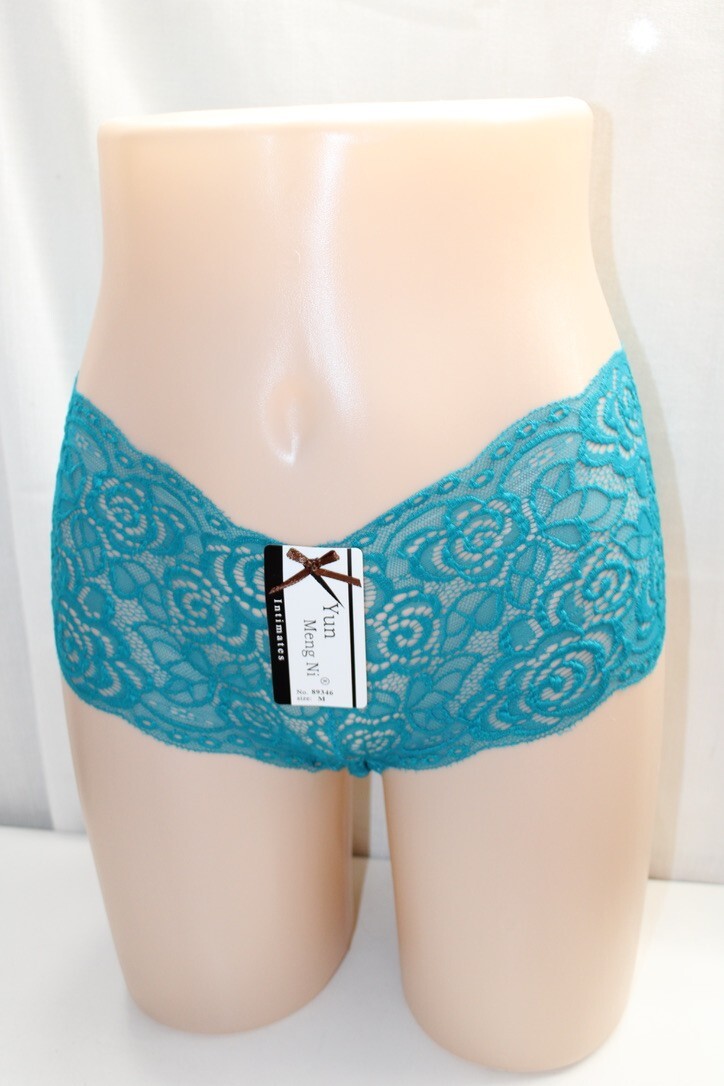 Yun Meng Ni Nylon Spandex Hipster Floral Lace Brief 1 Pack Panty M Turqouise Tag