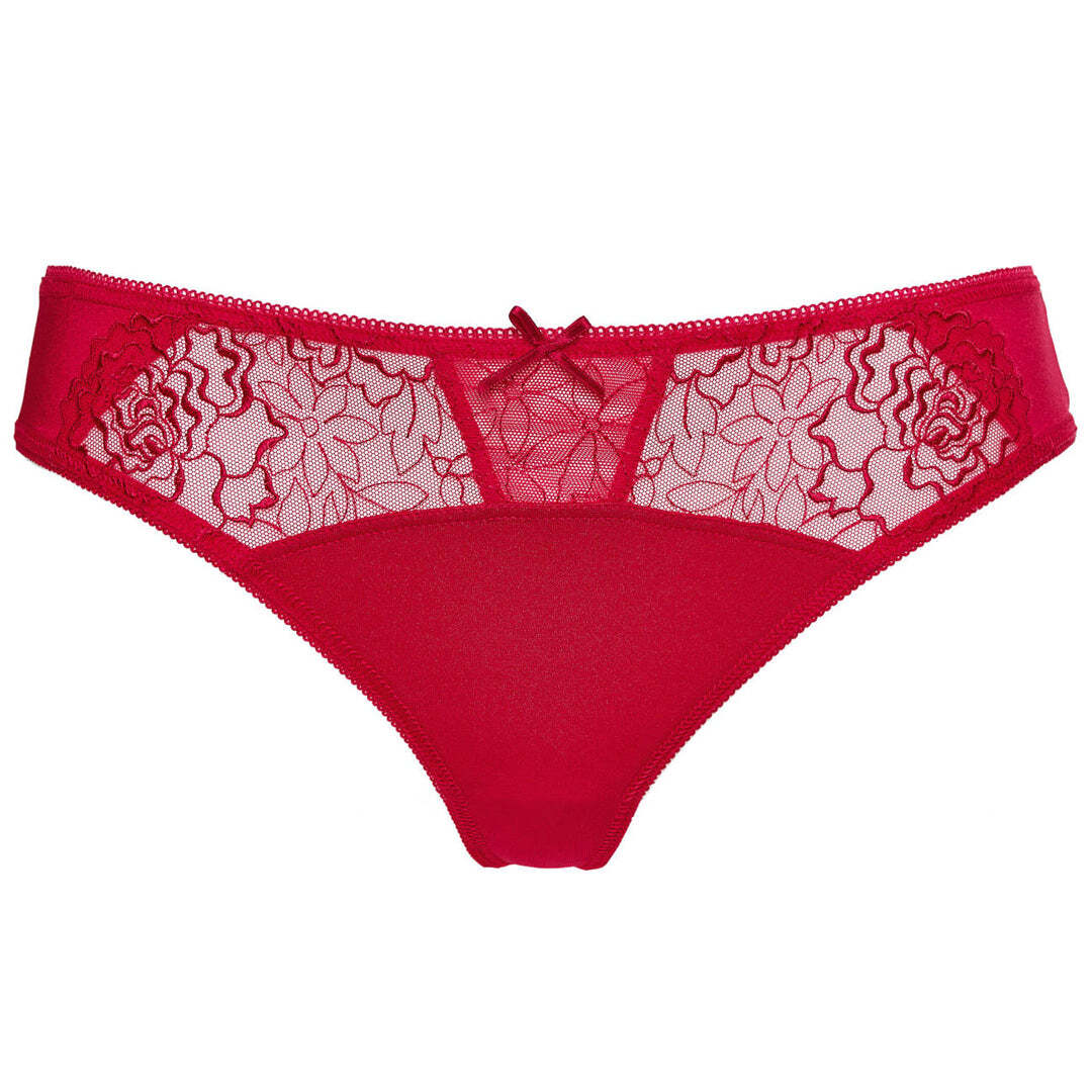 Semi Sheer Lace Thong Panty Plus Size New Gorteks Lingerie Pamela Red