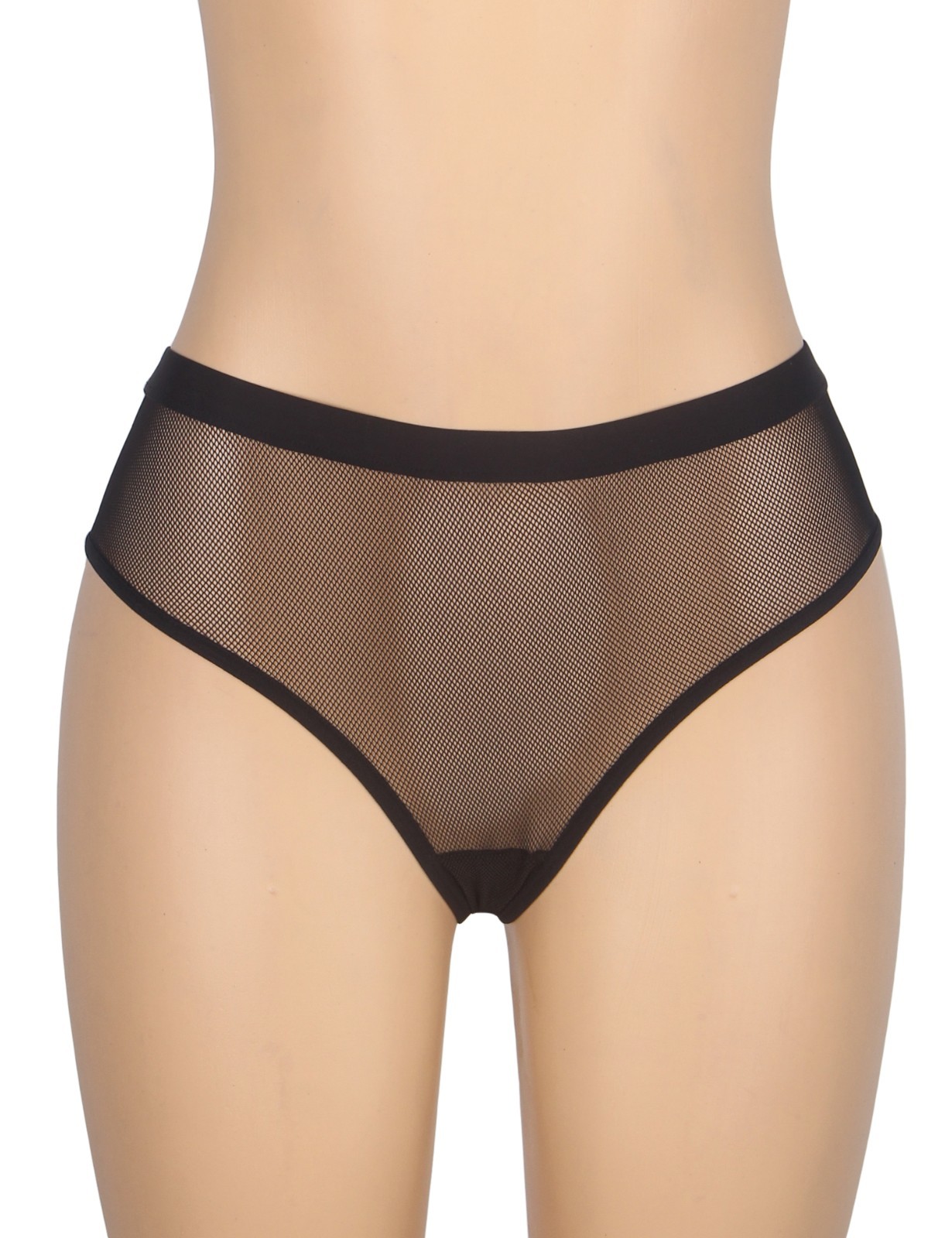 WOW BABE Black Sheer Lace Stretchy Open Crotch French Knickers Panty Size 10