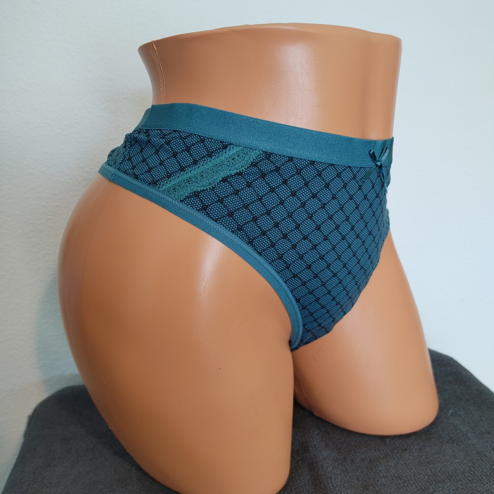 Lane Bryant Cacique Extra Soft Thong 22/24 Plus Panties Green Black Check Plaid