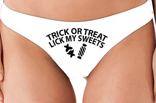 Knaughty Knickers Trick Or Treat Lick My Sweets Halloween Sexy White Thong Oral