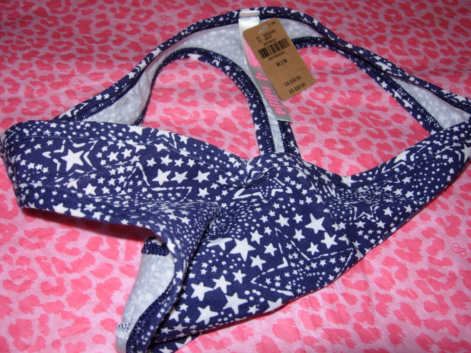Victorias Secret PINK Sexy Thong String V-Cut LOGO Midnight Navy Star NWT