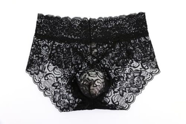 Sissy Pouch Panties for Men Lace Hipster Panty Underwear Briefs X-Large Black