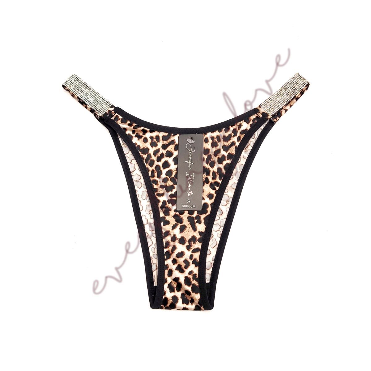 Brilliant Rhinestone Straps Shiny Satin Cheeky Knicker Brazilian Thong Panties