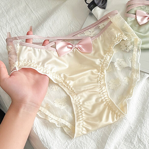5 Pack Lot Sexy Womens Satin Panties Underwear Sheer Lace Bow Vintage Lingeries