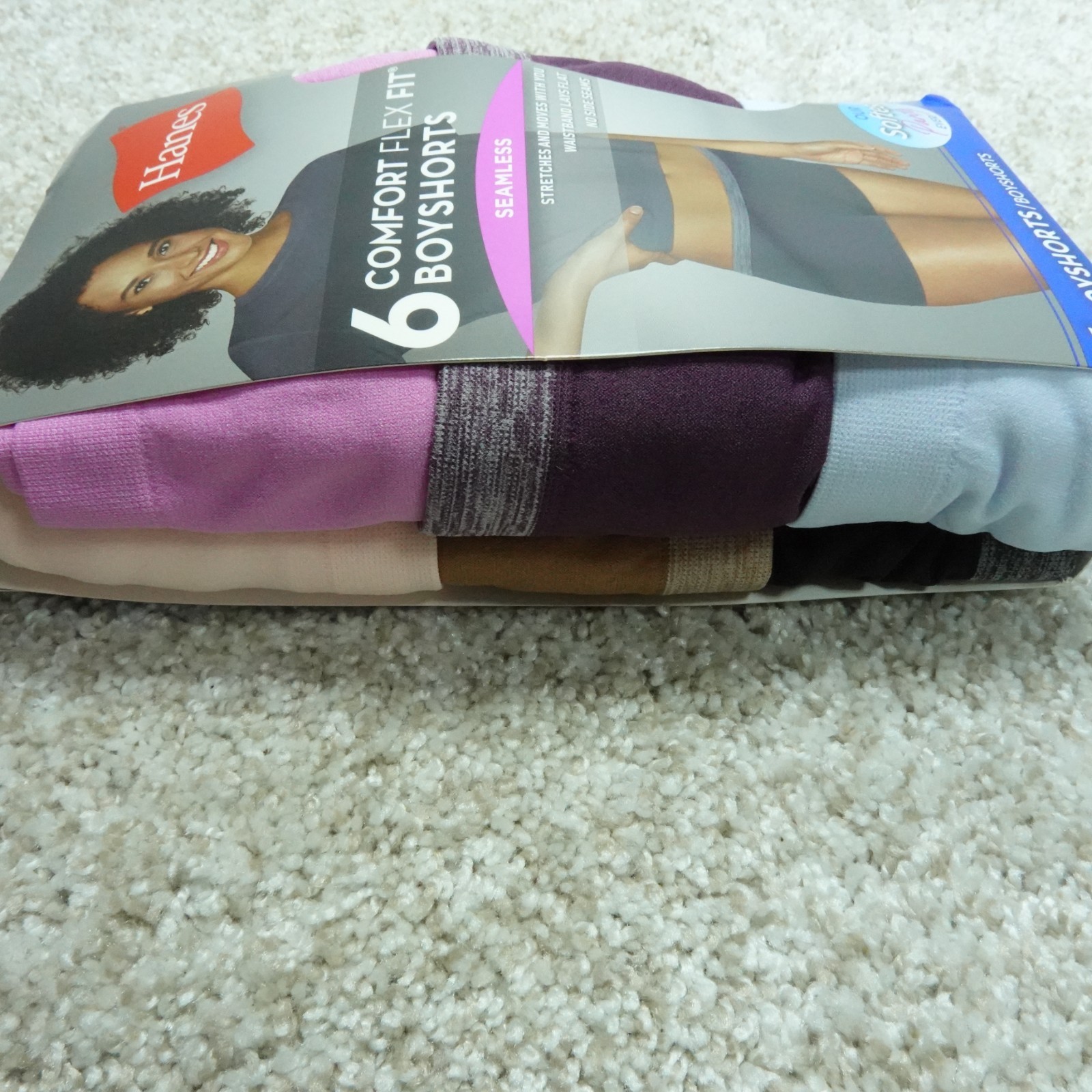 Hanes Underwear Womens 6 Medium Boyshorts Seamless Nylon Stretch 6 Pairs