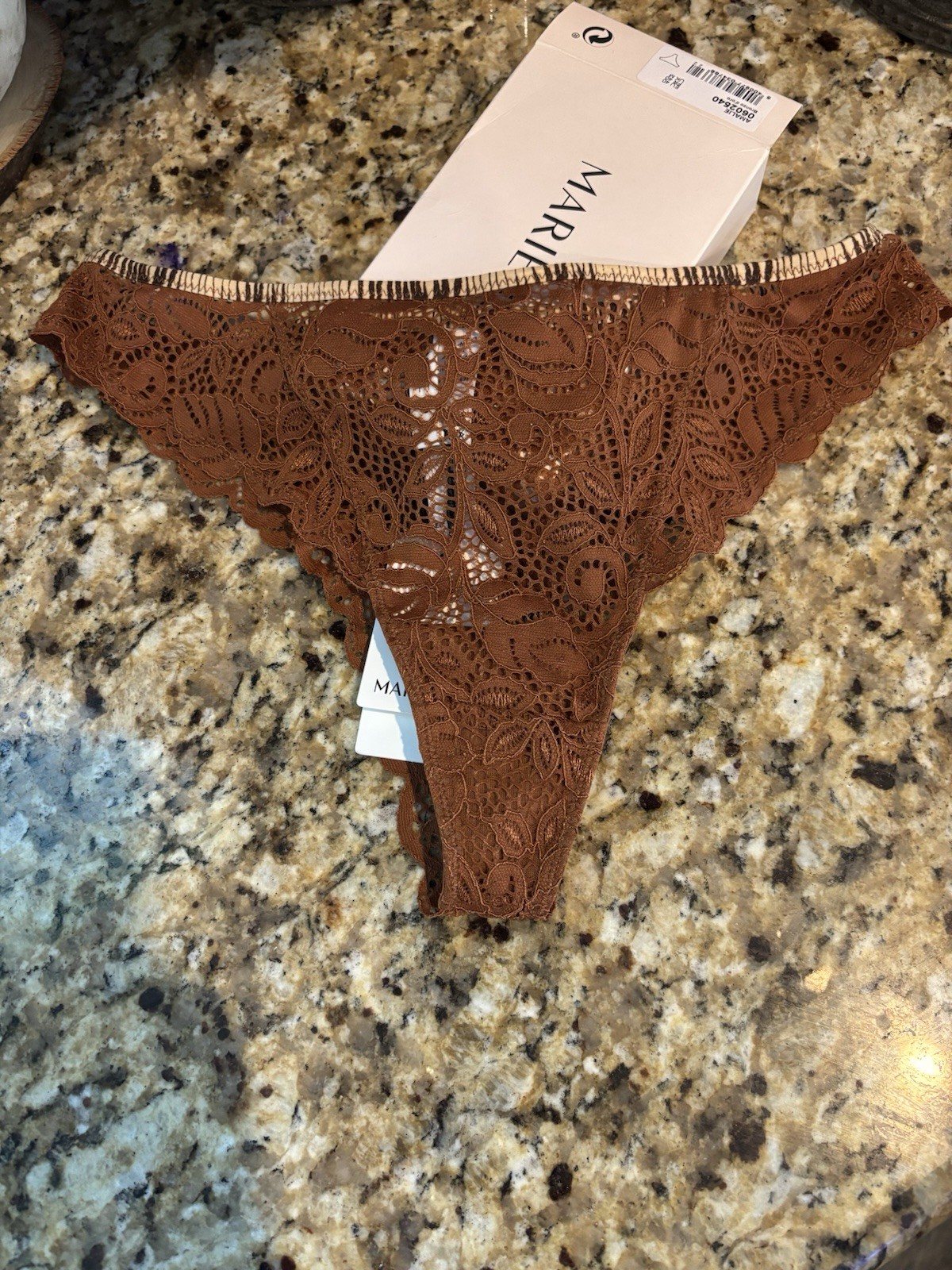 NEW Marie Jo Amalie Floral Lace Thong Panties Brown EU 40 Stretch MPN 0602540