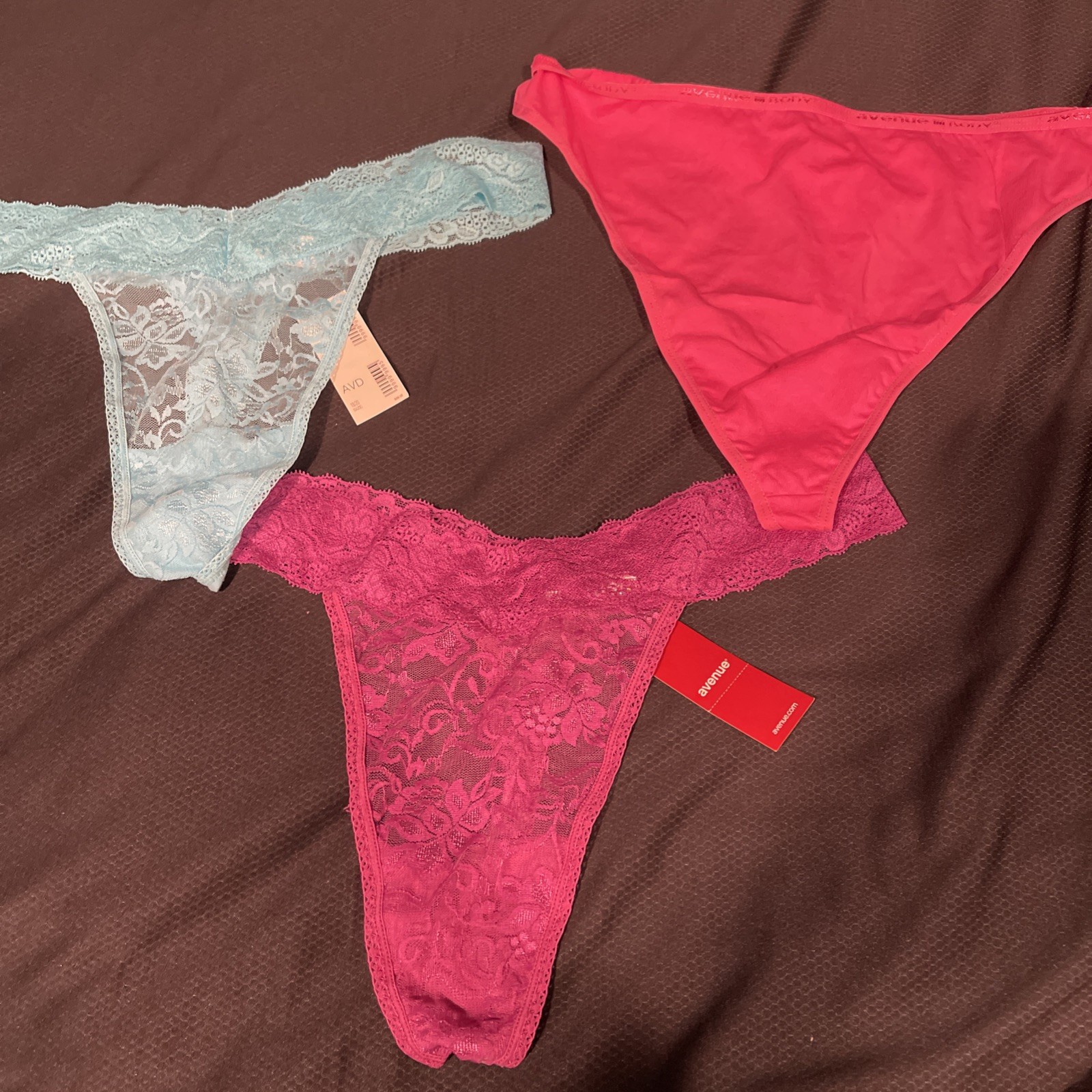3 Pairs Avenue Body Women’s Plus Size 18/20 Thong 2 Lace 1 Cotton New With Tags