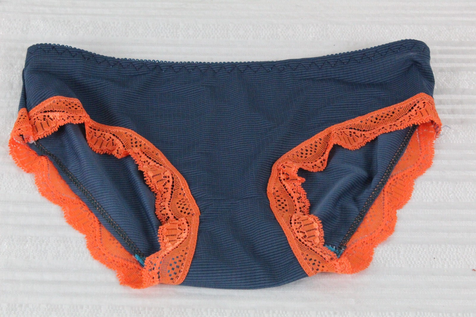 Women’s Panties Lace Trim Size F (XS-S) CHUNS Color Blue with Orange Lace NWOT