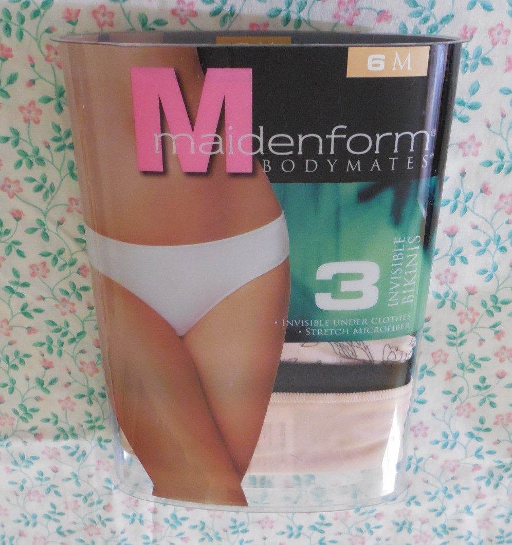 Maidenform Panties Body Mates Invisible Bikinis Nylon Spandex 6 Medium