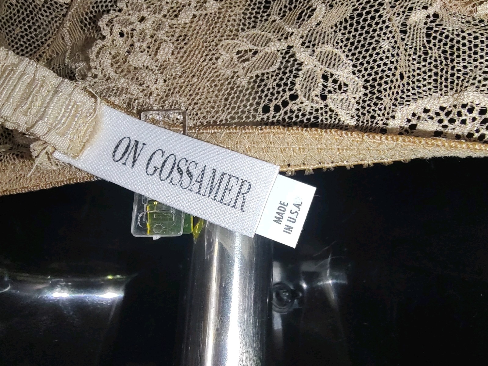 NWT VTG OnGossamer Beige Lace Fitted Camisole & Boy Short Panty Set Size L