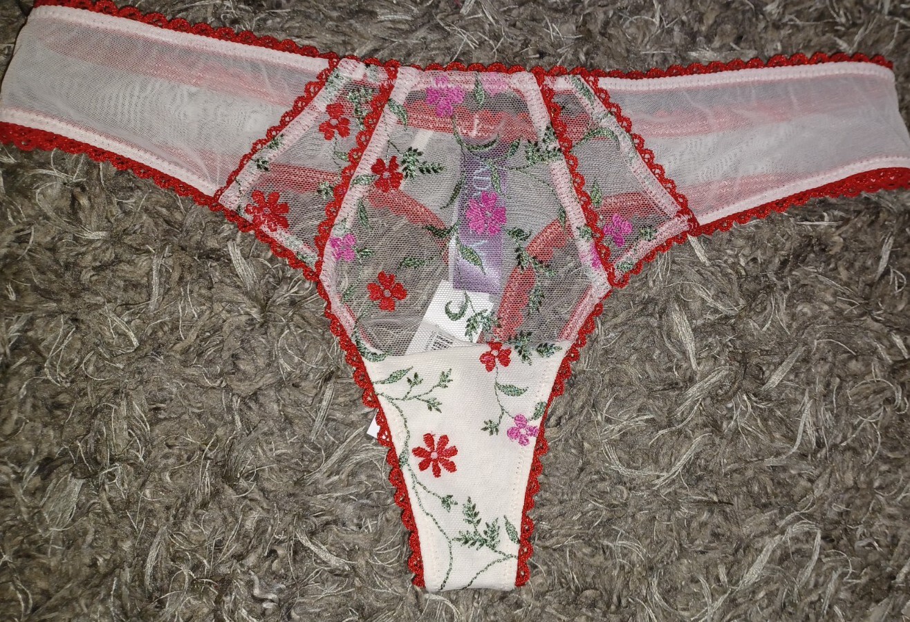 Adore Me/VS Floral Embroidered Thong Panty NEW Small