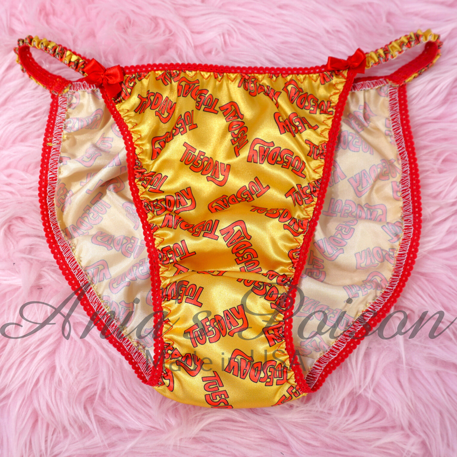 Satin Sissy Ladies panties – Days of the Week DUCHESS CUT string bikini 5-9