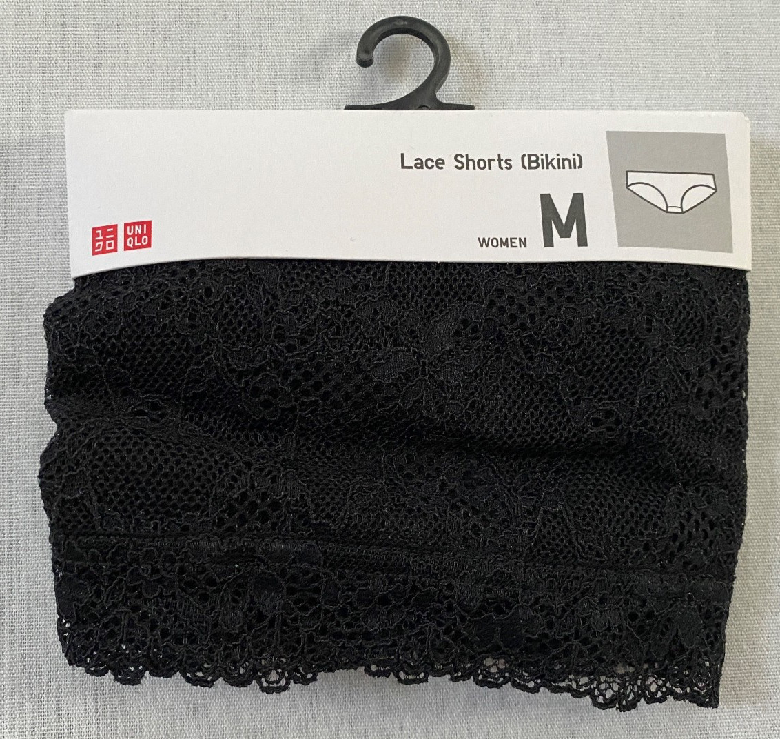Uniqlo Womans Black Lace Shorts Bikini Size M Hip 38-39 inch NWT