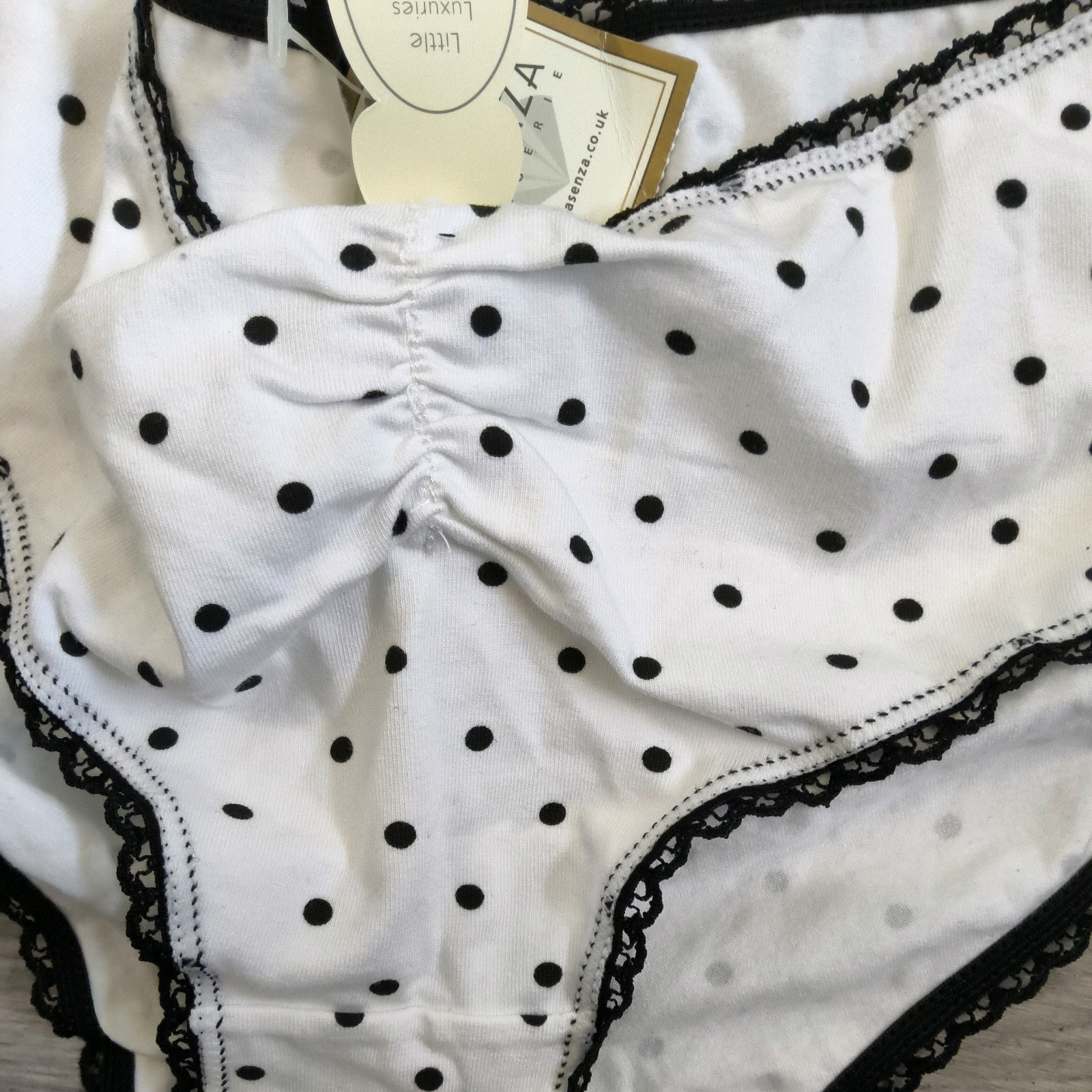 BNWT Vintage La Senza Black & White Dalmation Spot Shorts Style Panties Sz Large
