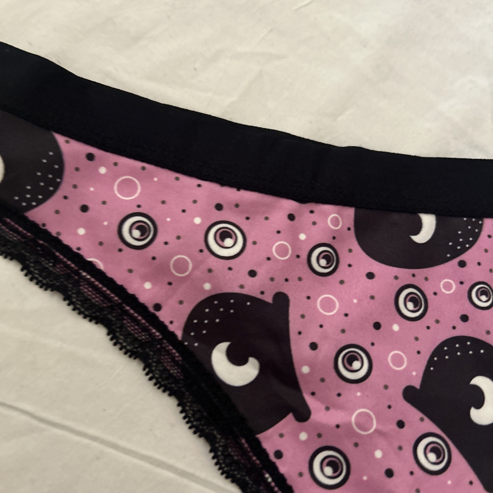 Morvia Halloween Emo Goth Punk Biker Eye Panties Underwear Lace Plus Size Medium