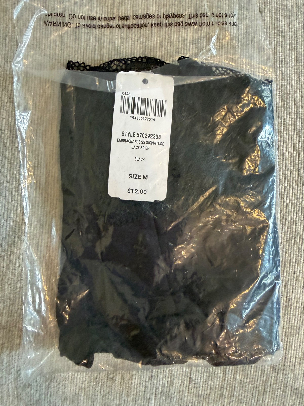 Soma Women’s Embraceable SS Signature Lace Brief Panty Black Size M NWT