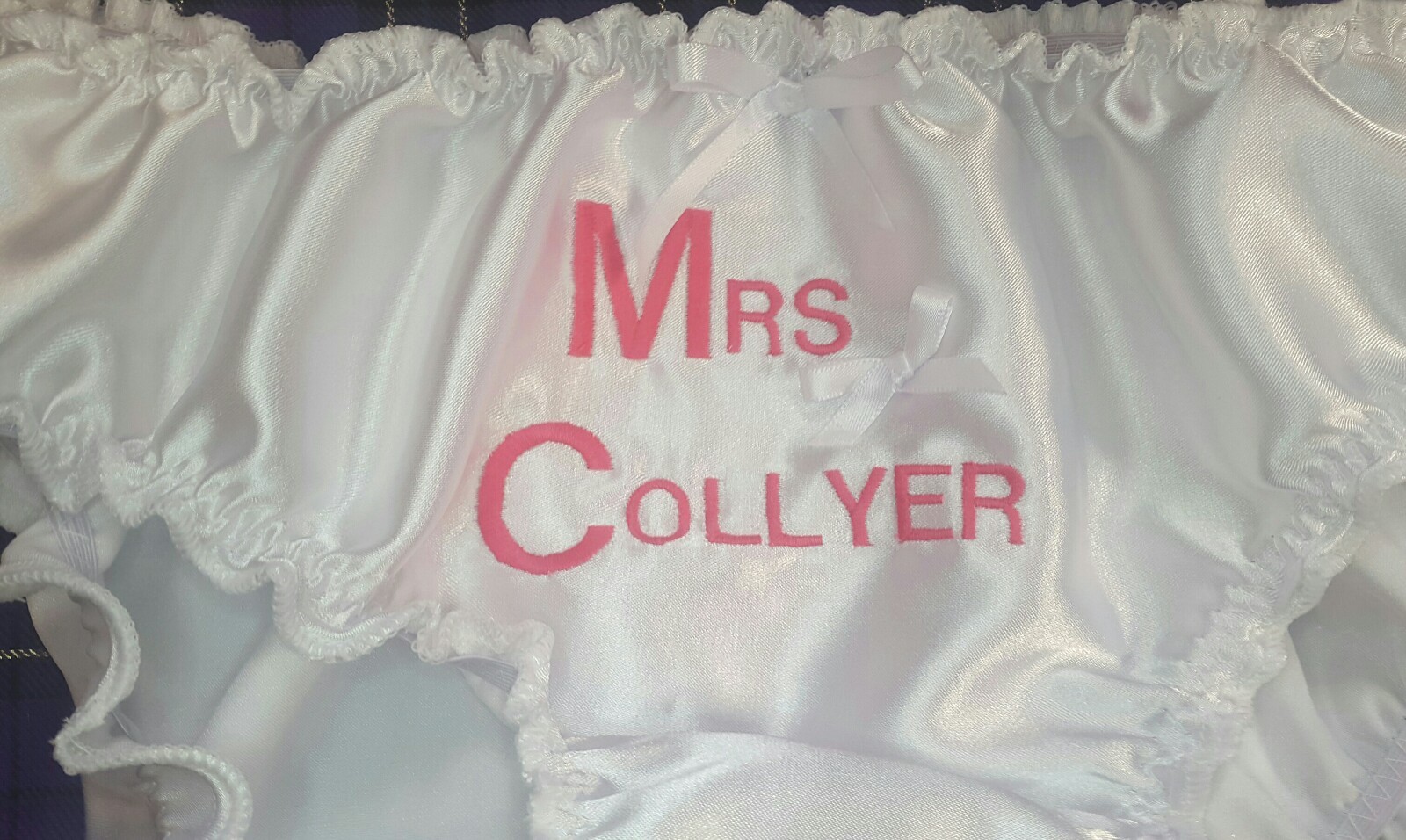 🌸MADE TO ORDER* Personalised EMBROIDERED “SATIN SISSY” Knickers any colour🌸
