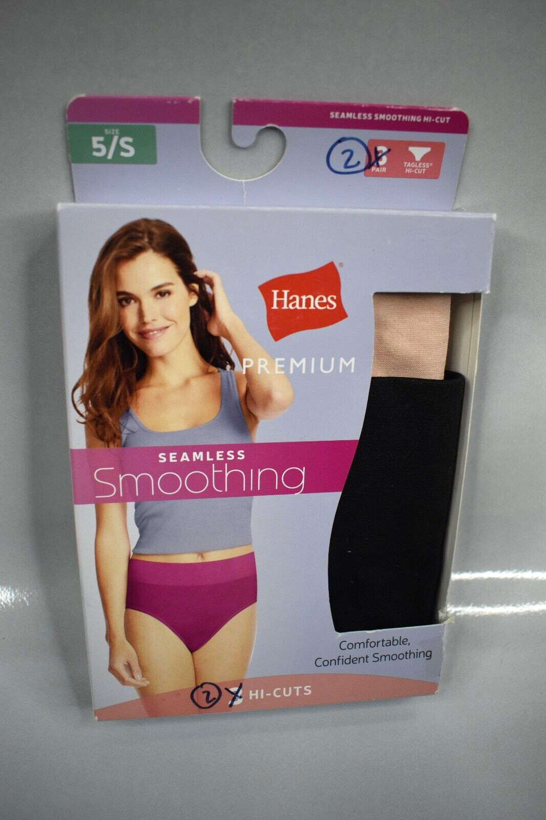2 Pack Hanes Tagless Hi-Cut Panties Womens 5/Small – NEW