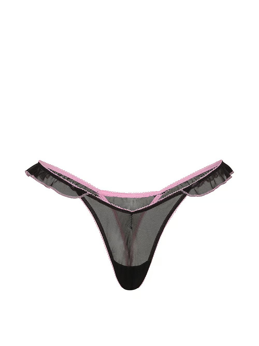 Victoria’s Secret PINK – M Wink Flutter Thong Panty – Black and Pink Medium