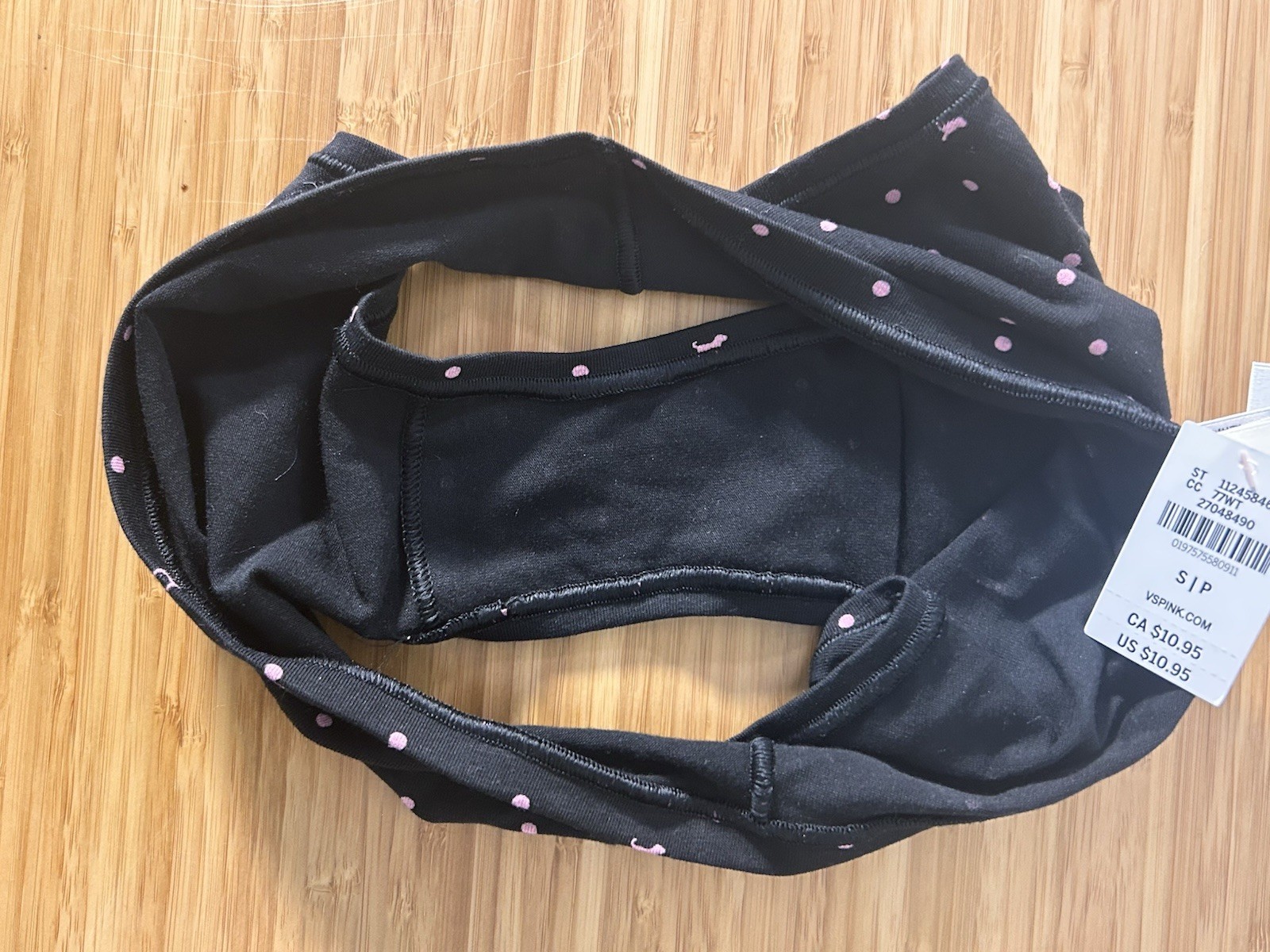 Victoria’s Secret PINK Black Cheeky w/ Pink Dog Graphic Size S
