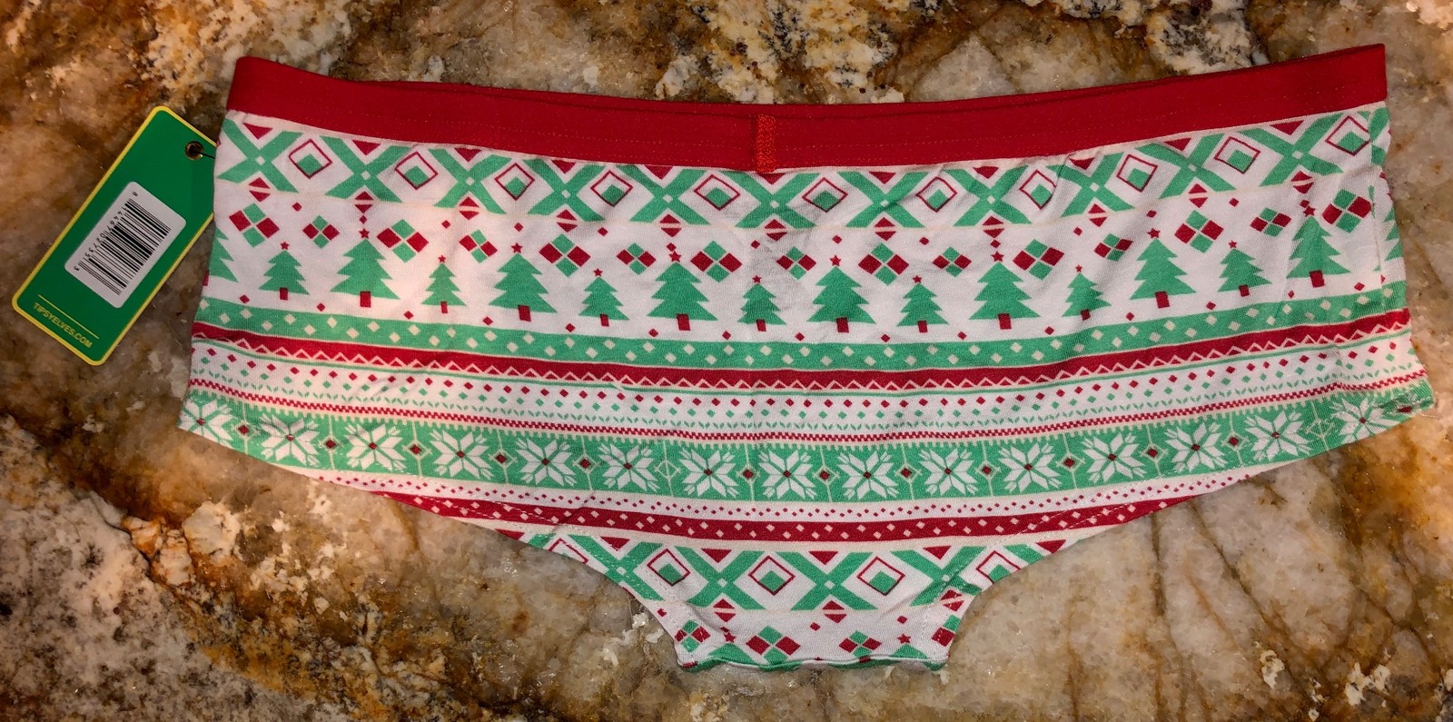 TIPSY ELVES Fair Isle Print Hipster Christmas Panty White Red Green Womens Sz XL