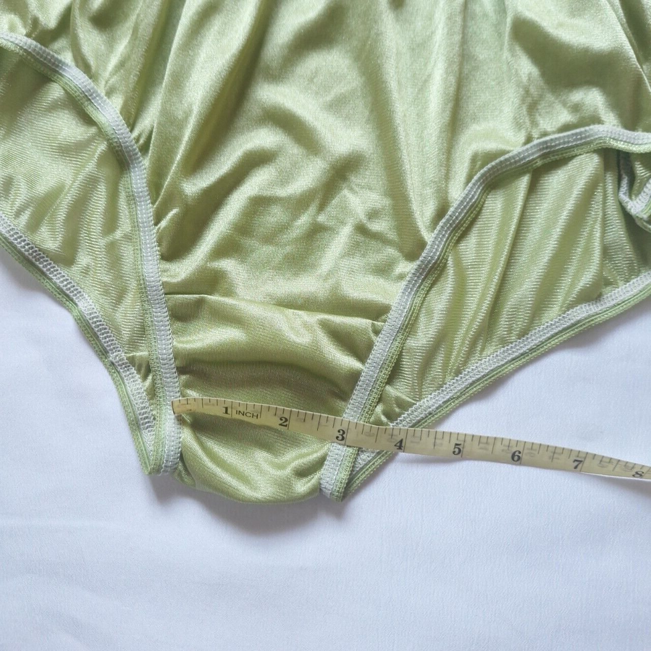6 Green Nylon Panties Underwear Silky Soft Smooth Briefs High Waist 30″-36″L