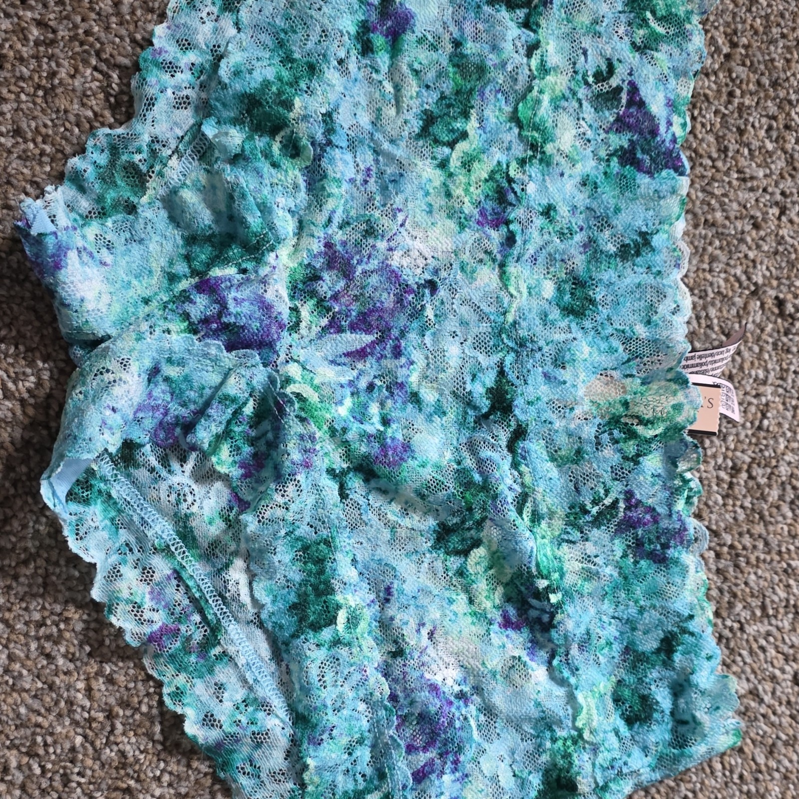Victoria’s Secret Shortie Panties Blue Green Lace Floral S/P
