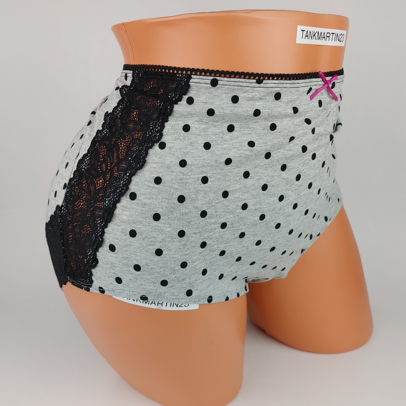 NWT LANE BRYANT CACIQUE 22/24 COTTON FULL BRIEF PANTY GRAY BLACK POLKA DOT PLUS