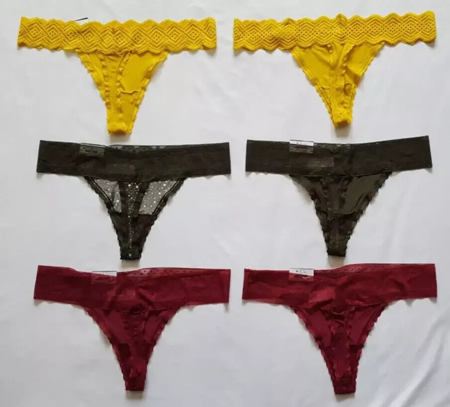 No Boundaries Microfiber & Lace Thong Panties (LOT OF 6) Size XXL(19) Multicolor