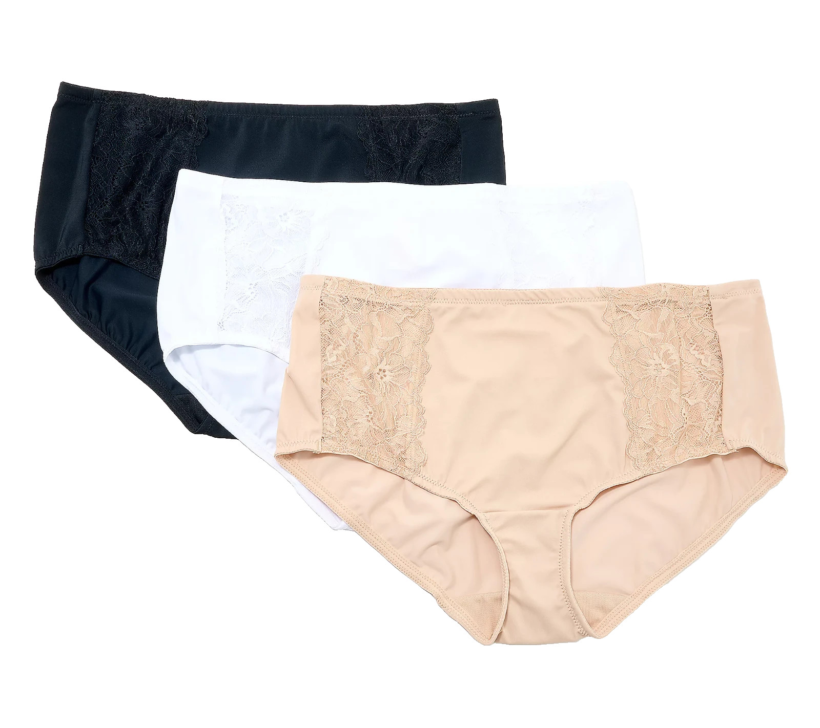 Breezies~Set 3~Soft Support Lace Briefs~Small~Basic~A678631 11571