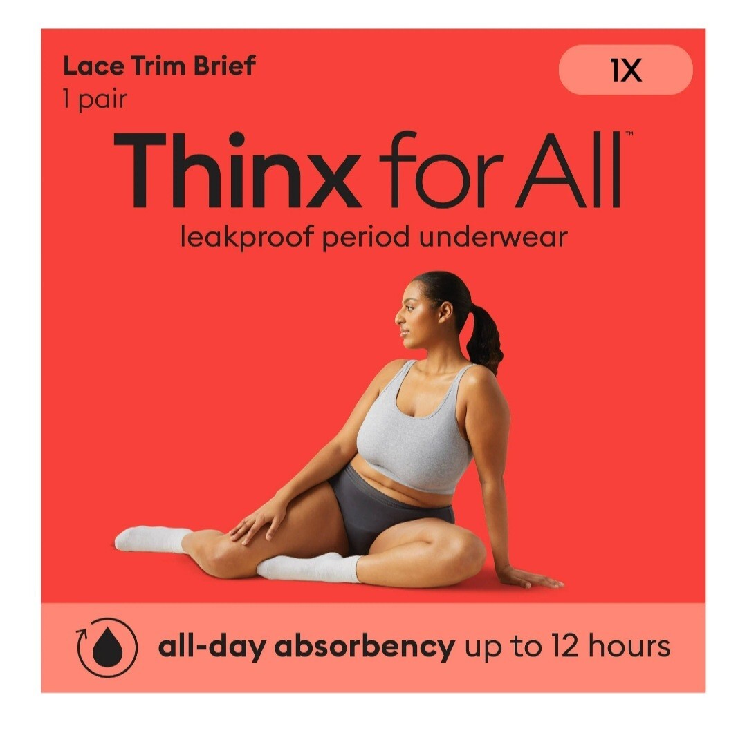 New Thinx for All All Day Absorbency Leakproof Period Underwear Lace Trim Size M