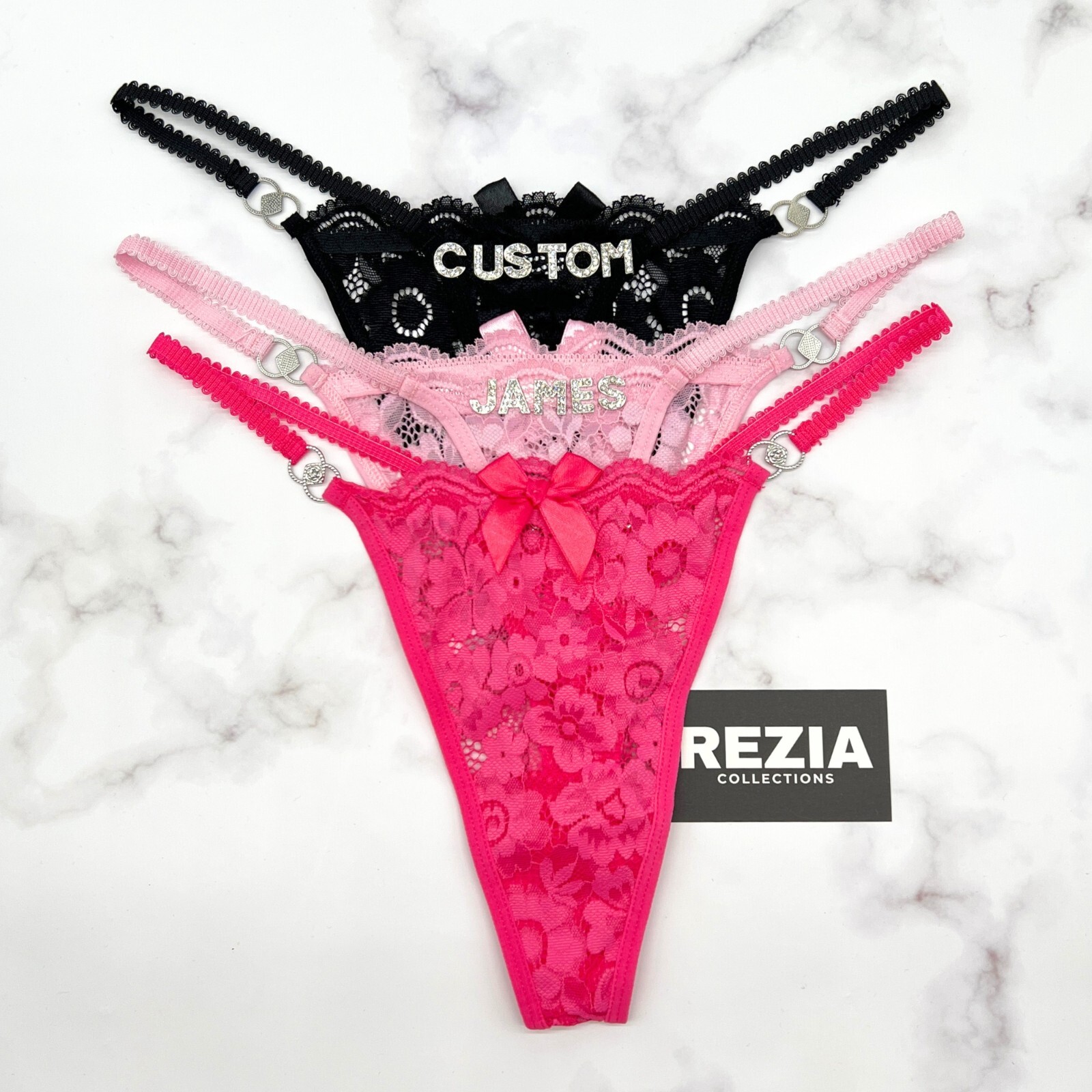 Custom Name Thong Sexy Panties With Crystal Letter Lingerie Custom Underwear