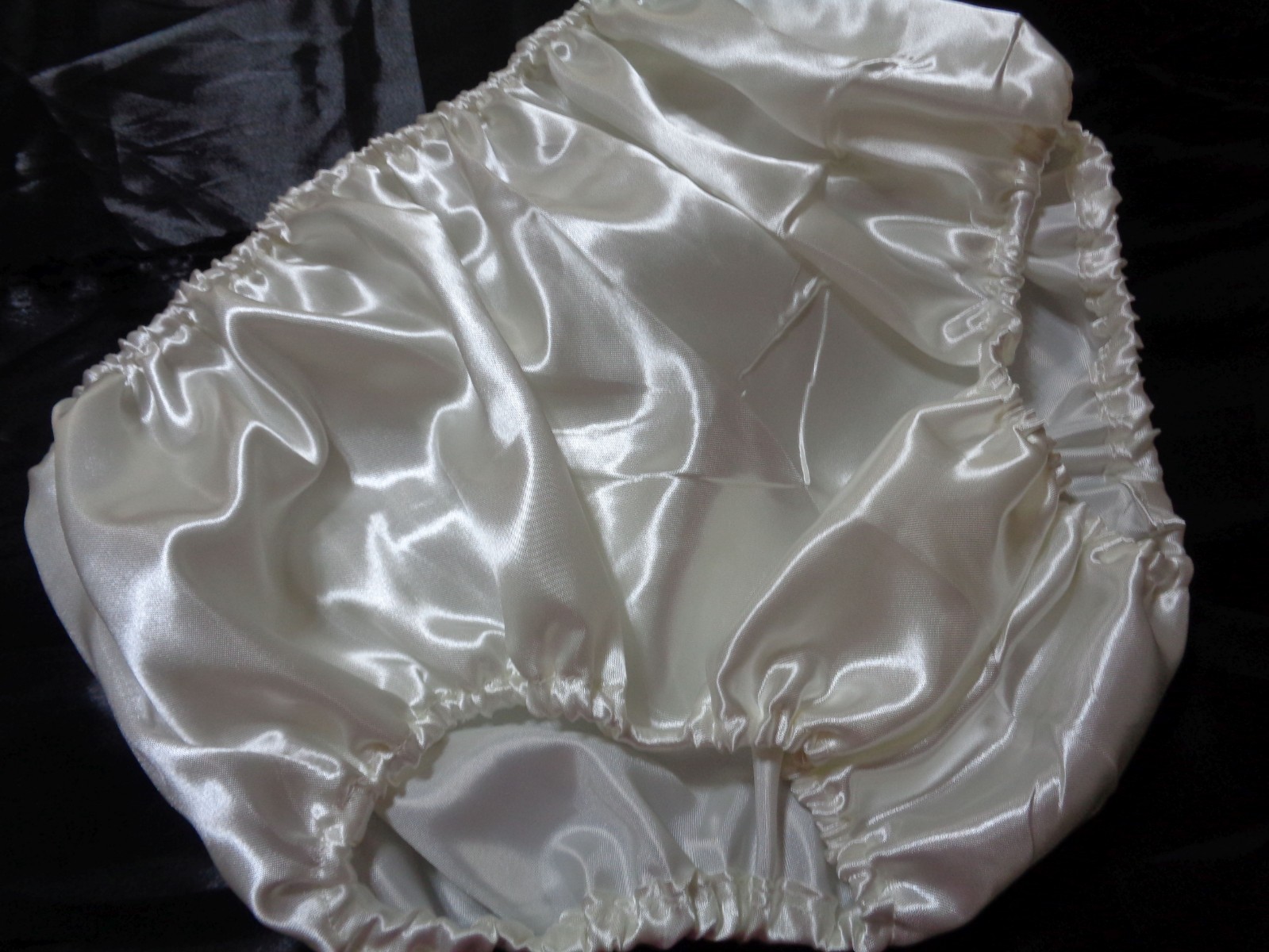 Adult sissy handmade off white beige men satin panties briefs bloomer * 34-48
