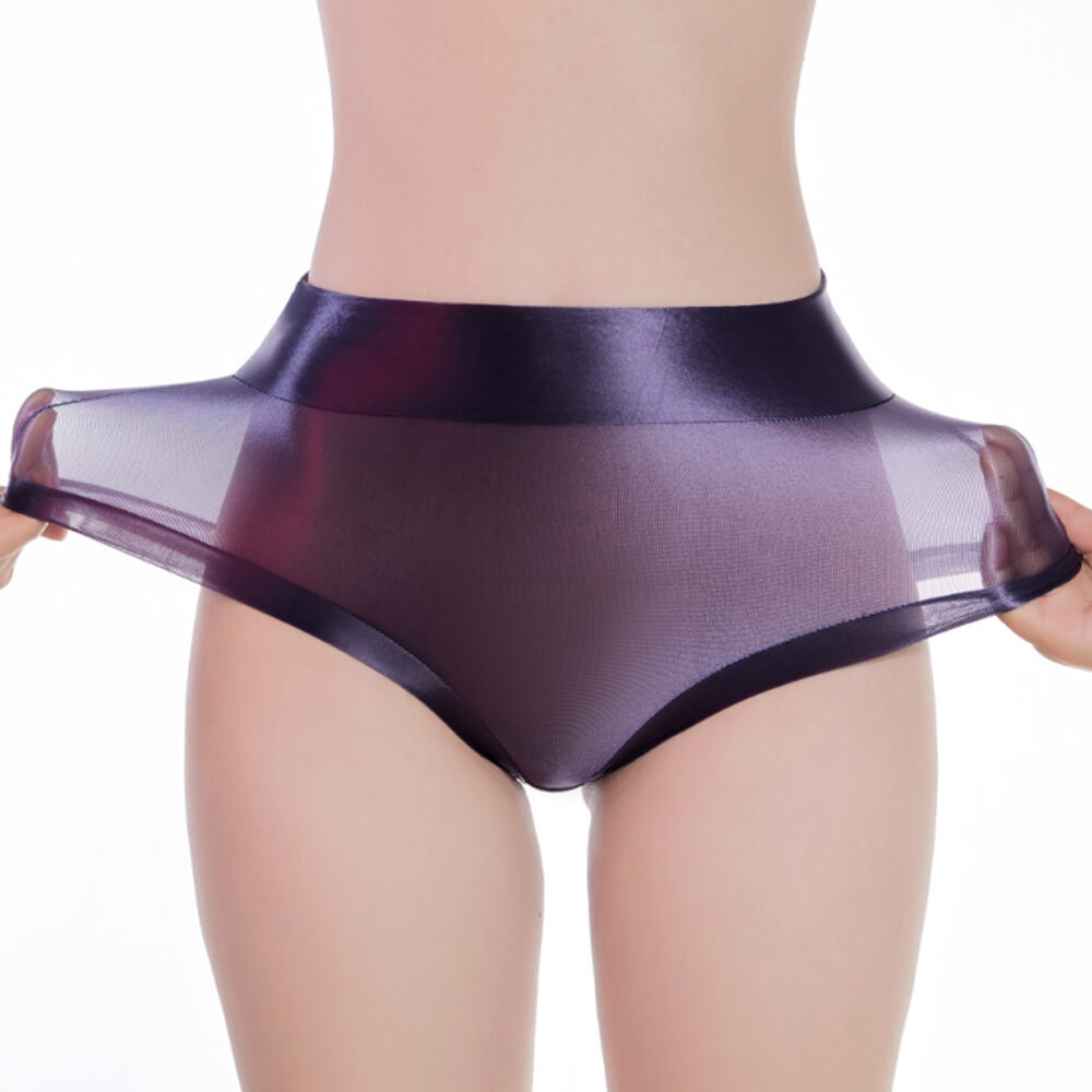 Womens Ultra-thin Sheer Oil Shiny Glossy Panties Underwear Boxer Briefs Knickers
