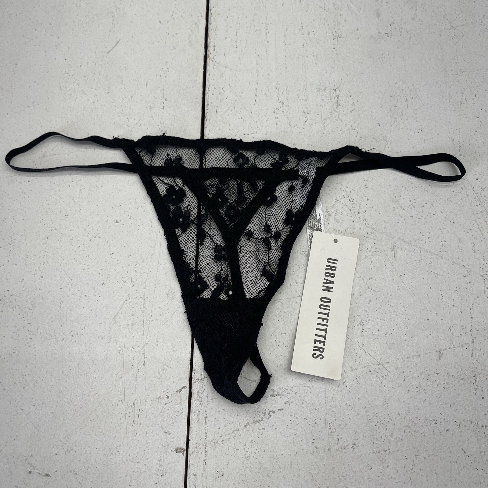 Urban Outfitters Black Floral Lace Detail Thong G String Underwear Women’s Large