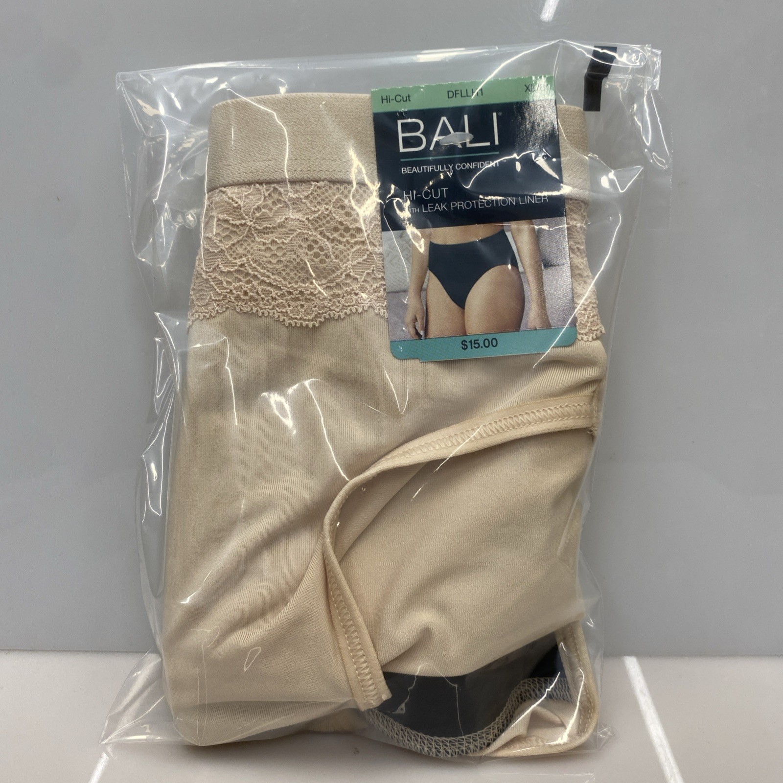 Bali DFLLH1 Beautifully Confident Leak Protection Hi-Cut Panty Beige XL/8